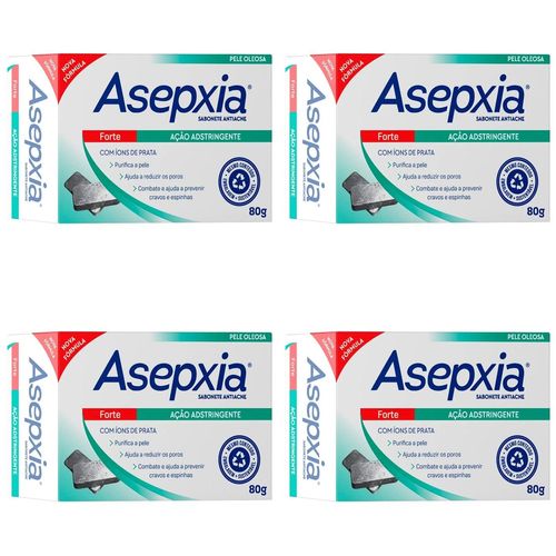 Kit c/4 Sabonetes Asepxia Barra 80g Forte Kit c/4 Sabonetes Asepxia Barra 80g Forte