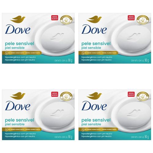 Kit c/4 Sabonetes Dove 90g Pele Sensível Kit c/4 Sabonetes Dove 90g Pele Sensível