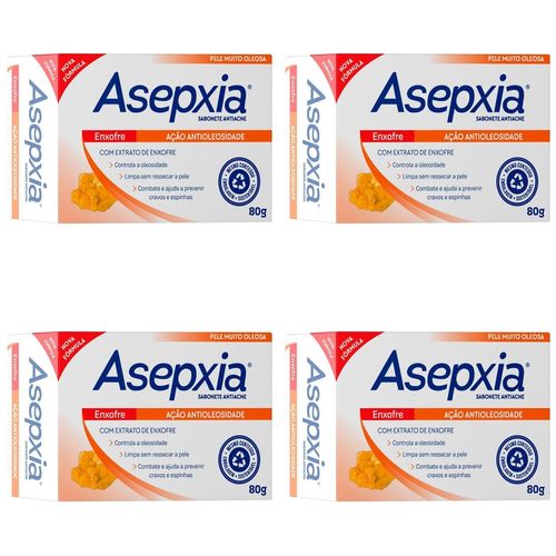 Kit c/4 Sabonetes Asepxia Barra 80g Enxofre
