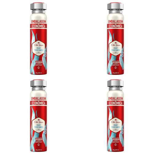 Kit c/4 Unidades de Desodorante Old Spice Aerosol Jat Sec 120g Mar Profundo