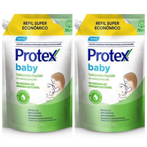 Kit c/2 Sabonetes Líquido Protex Baby Glicerinado 800ml Kit c/2 Sabonetes Líquido Protex Baby Glicerinado 800ml