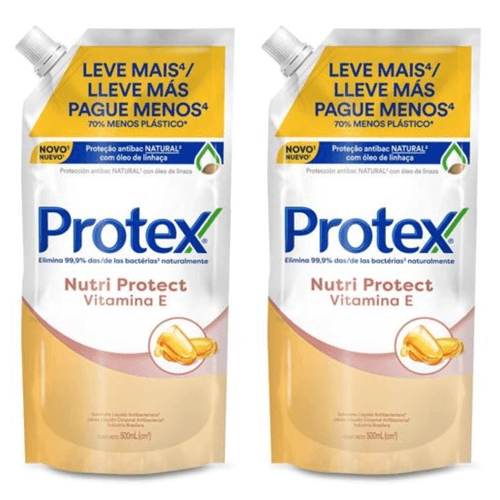 Kit c/2 Sabonetes Líquido Protex Nutri Protect Vitamina E 500ml Refil Kit c/2 Sabonetes Líquido Protex Nutri Protect Vitamina E 500ml Refil