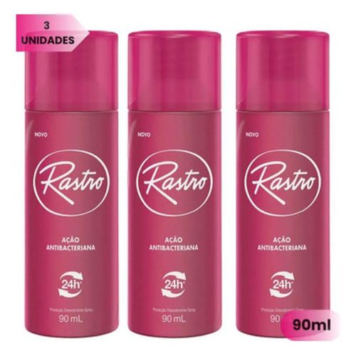 Kit c/3 Unidades de Desodorante Spray Rastro 90ml Tradicional