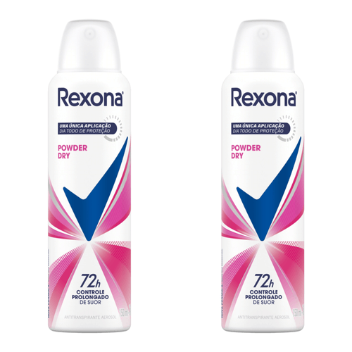 Kit c/2 Unidades de Desodorante Antitranspirante Rexona Feminino Aerosol Powder Dry 150mL