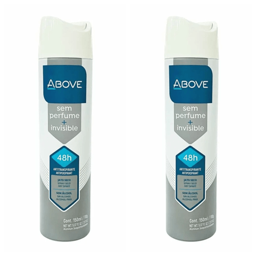 Kit c/2 Unidades de Desodorante Aerosol Above 72H 150ml Sem Perfume