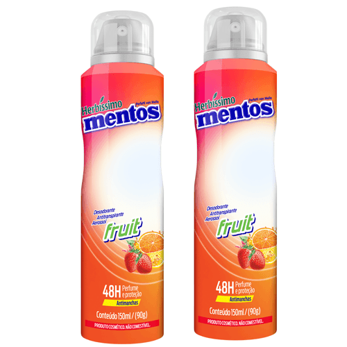 Kit c/2 Unidades de Desodorante Aero Herbissimo Mentos 300ml Fruit