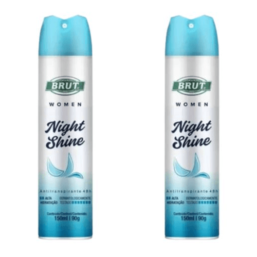Kit c/2 Unidades de Desodorante Aerosol Brut 150ml Feminino Night Shine Kit c/2 Unidades de Desodorante Aerosol Brut 150ml Feminino Night Shine