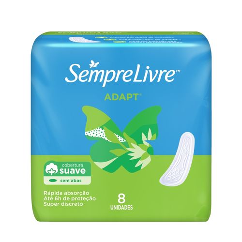 Kit c/2 Absorvente Externo Sempre Livre Adapt Cobertura Suave sem Abas 8 unidades Kit c/2 Absorvente Externo Sempre Livre Adapt Cobertura Suave sem Abas 8 unidades