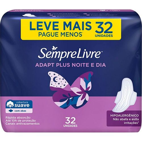 Kit c/16 Absorvente Sempre Livre Conforto Noturno Cobertura Suave Com Abas 32 unidades Kit c/16 Absorvente Sempre Livre Conforto Noturno Cobertura Suave Com Abas 32 unidades