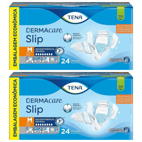 Kit 2 Fraldas Tena Dermacare Slip M 24 unidades cada