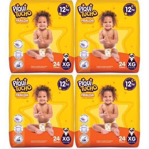 Kit 4 Fraldas Piquitucho (Xg) 24 Unidades cada