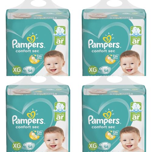 Kit 4 Fraldas Pampers Cs Xg 58 Unidades cada