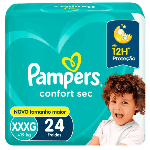 Kit 2 Fraldas Pampers Confort Sec Xxxg 24 Unidades cada Kit 2 Fraldas Pampers Confort Sec Xxxg 24 Unidades cada