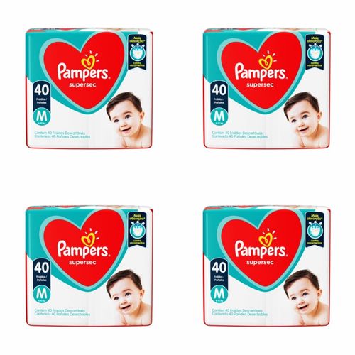 Kit 4 Fraldas Pampers Supersec M c/40 Unidades cada