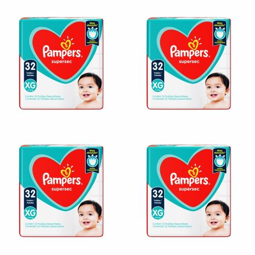 Kit 4 Fraldas Pampers Ss Xg 32 Unidades cada Kit 4 Fraldas Pampers Ss Xg 32 Unidades cada