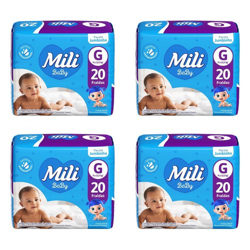 Kit 4 Fraldas Mili Baby Jumbinho (G) 20 Unidades cada