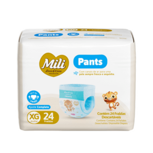 Kit 4 Fraldas Mili Lovecare Pants Jumbo (Xg) 24 Unidades cada