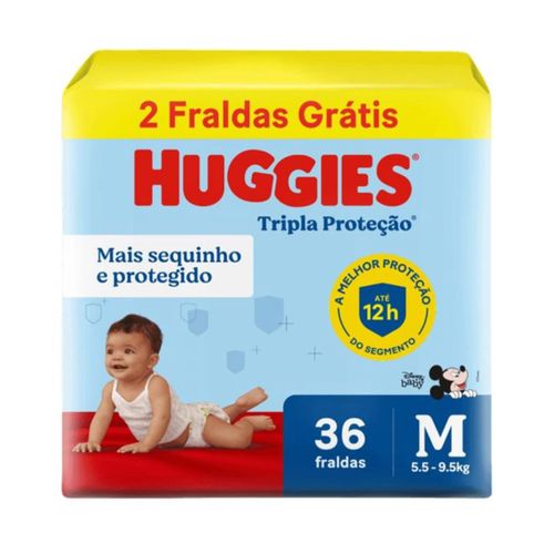 Kit 4 Fraldas Huggies Tripla Proteção Meguinha (M) 36 Unidades cada