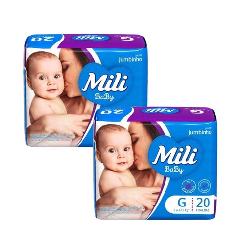 Kit 2 Fraldas Mili Baby Jumbinho (G) 20 Unidades cada