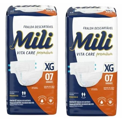 Kit 2 Fraldas Geriatrica Mili Vita Care (Xg) 7 Unidades cada