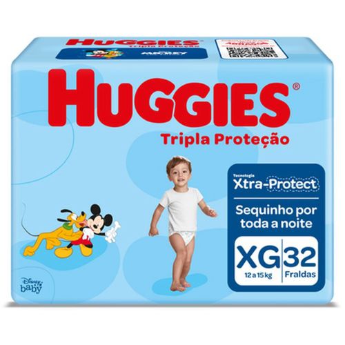 Kit 2 Fraldas Huggies Tripla Proteção Tamanho XG 32 Unidades cada