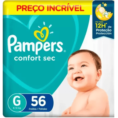 Kit 2 Fraldas Pampers Confort Sec G c/56 Unidades cada