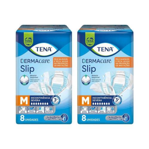 Kit 2 Fraldas Geriátrica M Tena Slip Dermacare 8 Unidades cada