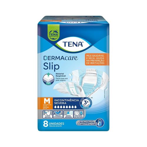 Kit 4 Fraldas Geriátrica M Tena Slip Dermacare 8 Unidades cada