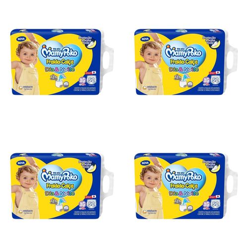 Kit 4 Fraldas Calça GIGA Dia&Noite MamyPoko XG c/ 52 Unidades cada