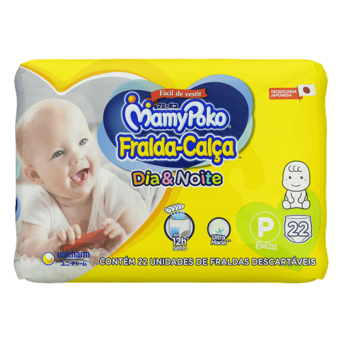Kit 4 Fraldas Calça Mamypoko Dia & Noite P 22 Unidades cada