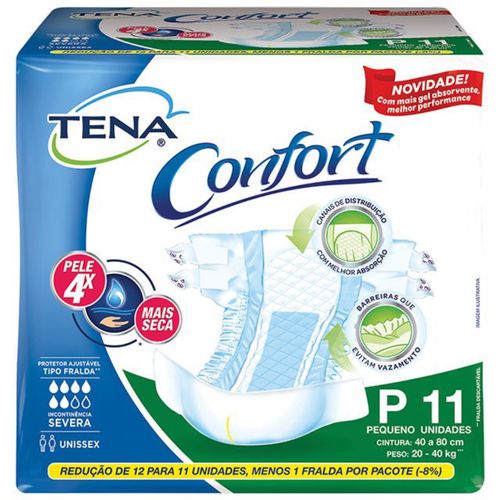 Kit 4 Fraldas Geriátrica Tena Confort Tamanho P 11 Unidades cada Kit 4 Fraldas Geriátrica Tena Confort Tamanho P 11 Unidades cada