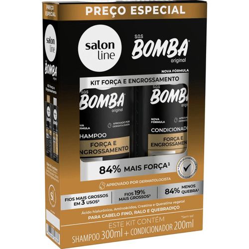 Salon Line Kit Sos Bomba Shampoo + Condicionador Forca E Engrossamento 200ml Salon Line Kit Sos Bomba Shampoo + Condicionador Forca E Engrossamento 200ml