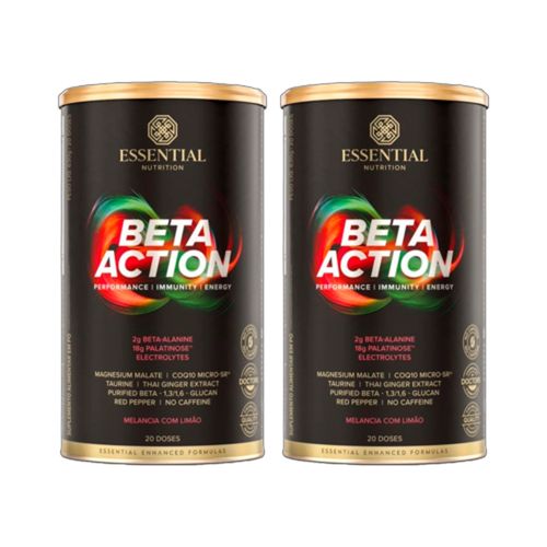 Kit 2X: Pré Treino Beta Action Melancia com Limão Essential Nutrition 630g
