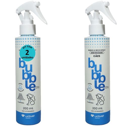 BANHO A SECO BUBBLE DRY SPRAY 200ML PARA CÃES KIT COM 2