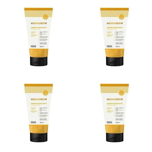 Kit c/4 Sabonetes Liquido Hidraderm Esfoliante 180ml Maracujá