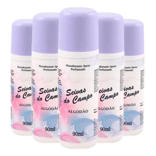 Kit c/5 Unidades de Desodorante Spray Seivas Do Campo 90ml Algodão Kit c/5 Unidades de Desodorante Spray Seivas Do Campo 90ml Algodão