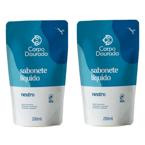 Kit c/2 Sabonetes Líquido Corpo Dourado Pouch 200ml Neutro Kit c/2 Sabonetes Líquido Corpo Dourado Pouch 200ml Neutro