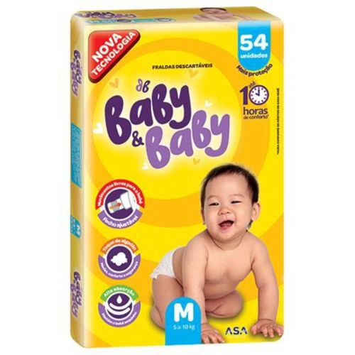 Kit 9 Fraldas Baby&Baby (M) 54 Unidades cada