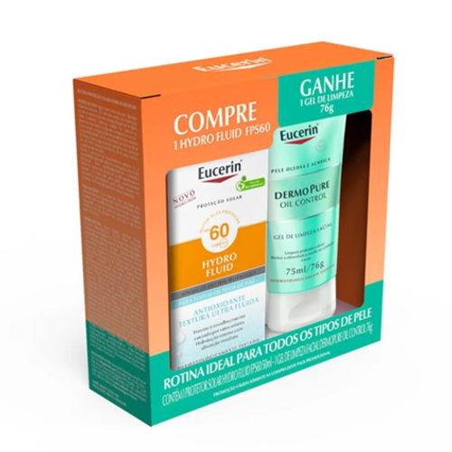 Kit Eucerin Hydro Fluid FPS60 + Gel de Limpeza Dermo Pure 75ml Kit Eucerin Hydro Fluid FPS60 + Gel de Limpeza Dermo Pure 75ml
