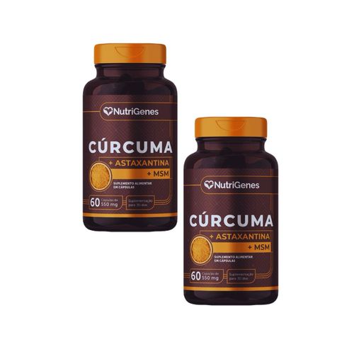 2x Cúrcuma + Msm + Astaxantina- 500mg- 60 caps.- Nutrigenes Sem Sabor 2x Cúrcuma + Msm + Astaxantina- 500mg- 60 caps.- Nutrigenes Sem Sabor