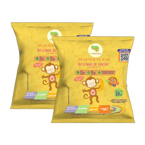 Kit 2X: Biscoito de Polvilho Bolinho de Chuva Vegano Crilancha 20g Kit 2X: Biscoito de Polvilho Bolinho de Chuva Vegano Crilancha 20g