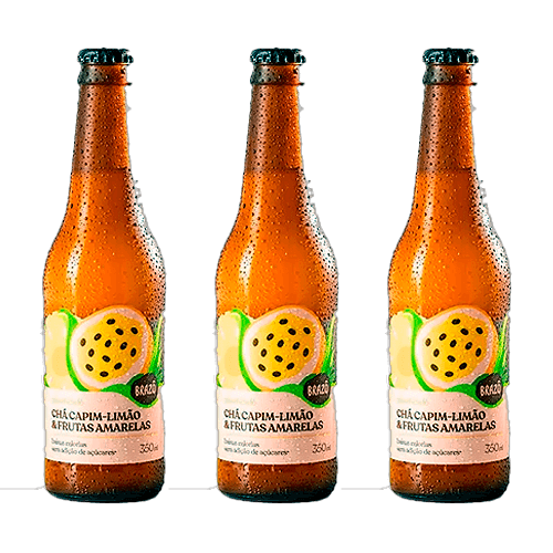 Kit 3X: Chá de Capim Limão com Frutas Amarelas Gaseificado Brazô 350ml