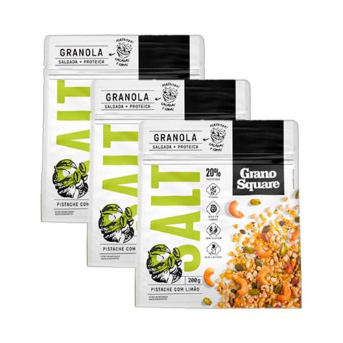 Kit 3X: Granola Salt Pistache com Limão Sem Glúten GranoSquare 200g Kit 3X: Granola Salt Pistache com Limão Sem Glúten GranoSquare 200g
