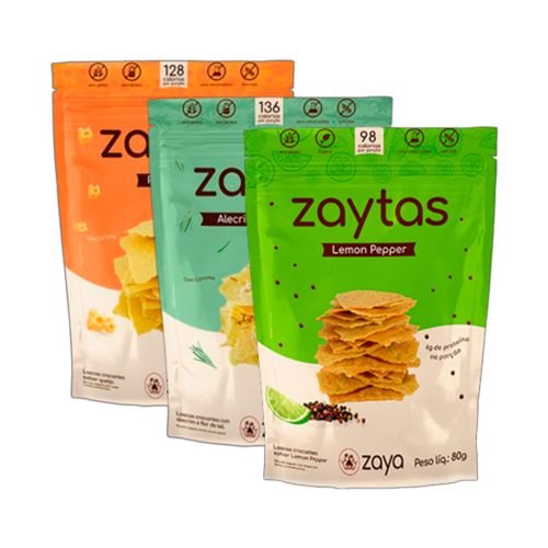 Kit 3 Biscoitos Sem Glúten Zaya: Parmezaya, Alecrim, Lemon Pepper Kit 3 Biscoitos Sem Glúten Zaya: Parmezaya, Alecrim, Lemon Pepper