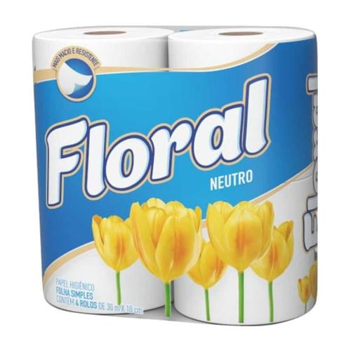 Papel Higiênico Floral 30m c/ 4 Unidades Neutro Papel Higiênico Floral 30m c/ 4 Unidades Neutro
