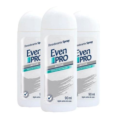 Kit c/ 3 Unidades de Desodorante Spray Even Pro 90ml Active Kit c/ 3 Unidades de Desodorante Spray Even Pro 90ml Active