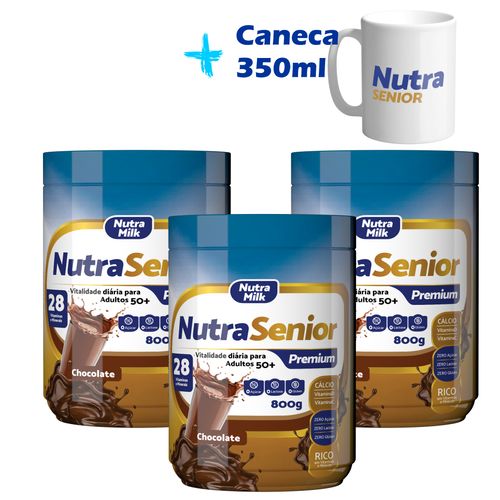 kit 3 de Nutra Senior 50+ 800g linha Premium Zero Lactose e Zero Açúcar + Presente exclusivo Caneca Kit Chocolate + Caneca kit 3 de Nutra Senior 50+ 800g linha Premium Zero Lactose e Zero Açúcar + Presente exclusivo Caneca Kit Chocolate + Caneca
