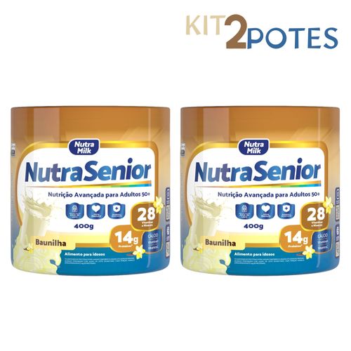 Kit 2 Melhor Nutra Senior 50+ Suplemento Alimentar Completo com 28 Vitaminas e Minerais - pote 400g cada Baunilha Kit 2 Melhor Nutra Senior 50+ Suplemento Alimentar Completo com 28 Vitaminas e Minerais - pote 400g cada Baunilha