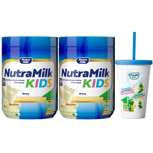 kit 2 Suplemento Alimentar em pó infantil Nutramilk Kids + 1 Copo exclusivo - Completo para crianças Baunilha 800g kit 2 Suplemento Alimentar em pó infantil Nutramilk Kids + 1 Copo exclusivo - Completo para crianças Baunilha 800g