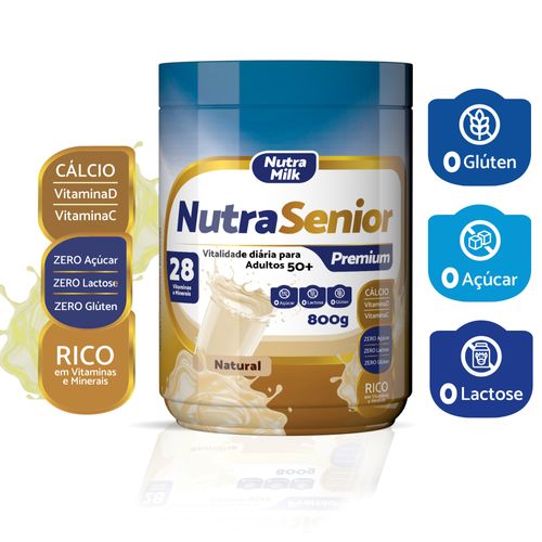 Melhor Suplemento Alimentar Sem Lactose - Nutra Senior Premium 50+ 800g sabor Baunilha Baunilha 800g